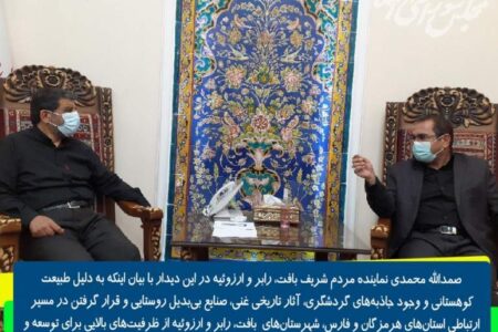 دیدار نماینده ارزوئیه در مجلس شورای اسلامی با وزیر میراث فرهنگی و گردشگری و صنایع دستی