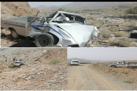 سقوط مرگبار وانت مزدا در دره با ۶ کشته در زرند