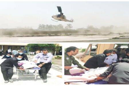 پرواز اورژانس هوایی کرمان برای انتقال مصدوم از راور