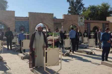 آیین غبارروبی گلزار شهدا به مناسبت هفته بسیج‌درکهنوج