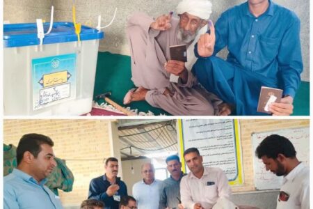 پیرمرد ۱۰۰ ساله ریگانی پای صندوق رای حضور یافت