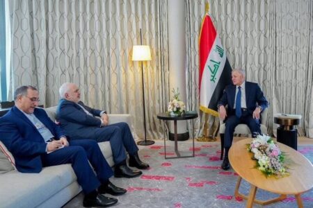 دیدار ظریف و رئیس‌جمهور عراق در حاشیه اجلاس داووس