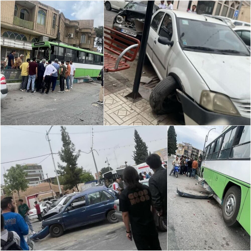 ماجرای برخورد اتوبوس درون شهری با چند خودرو در کرمان چه بود؟ | اخبار کرمان و شهرستان ها