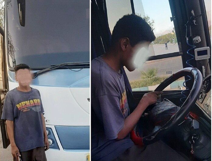 توقیف اتوبوس با راننده ۱۶ ساله در کرمان؛ پلیس راه: با جان مردم بازی نکنید