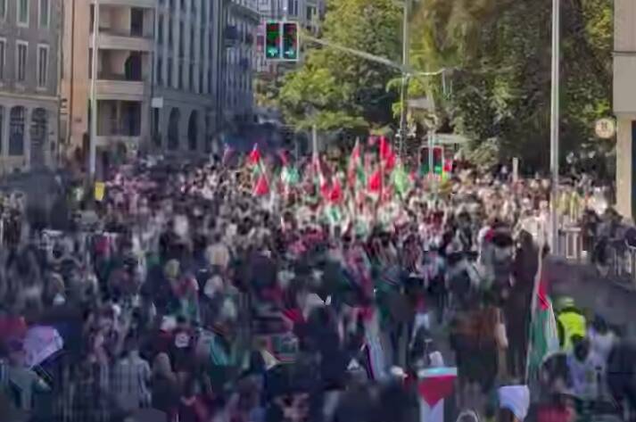 فیلم/ تجمع هزاران نفری حامیان غزه در ژنو