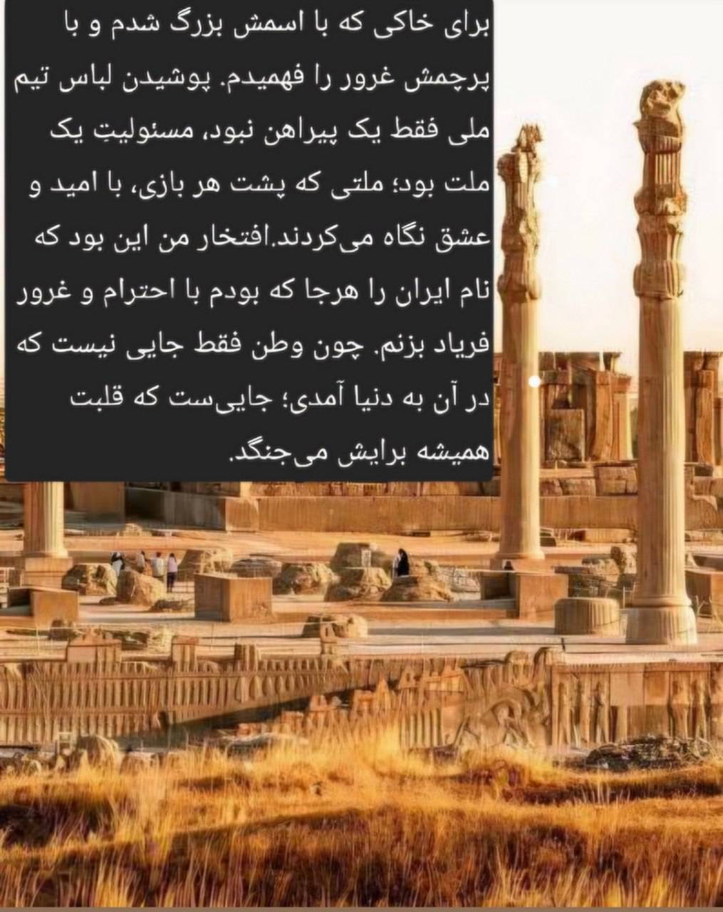 حمایت نیما عالمیان از خاک و پرچم مقدس کشورمان+عکس